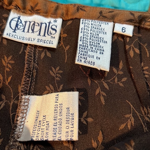 Elements Exclusively Spiegel Silk Skinny Dress Pants Velour Print Leaves Fall - Picture 2 of 6